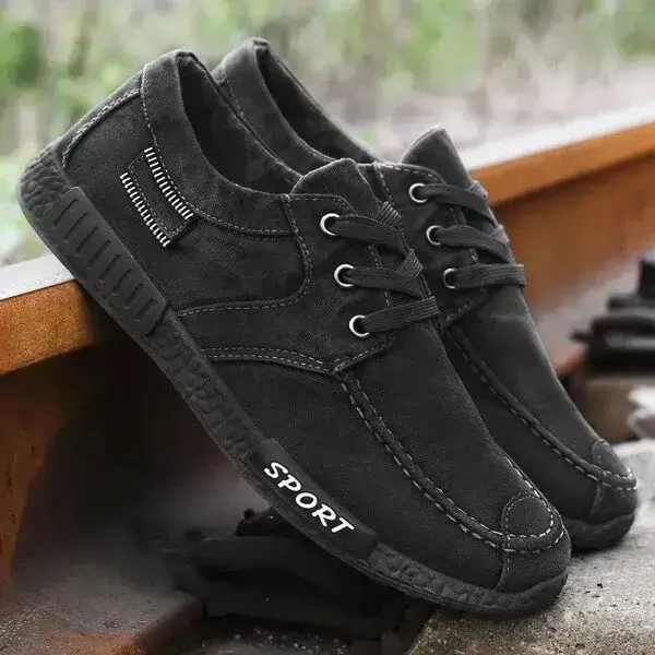 Mens Non-Slip Canvas Shoes | Stain-Resistant Low-Top Casual Shoes in Blue, Black, Grey
