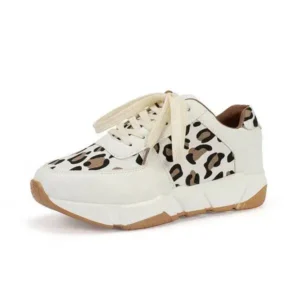 Nastyafashion Women Fashion Autumn And Winter Leopard Leather Stitching Sneakers