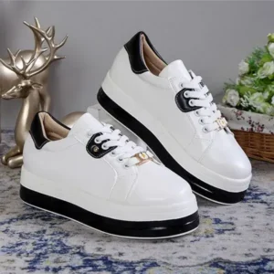 Nastyafashion Women Fashion Round Toe Platform Colorblock Lace-Up Low Top Sneakers