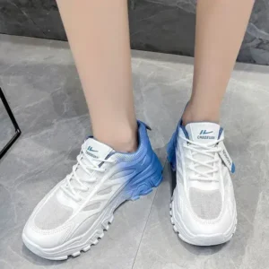 Nastyafashion Women Fashion Round Toe Breathable Mesh Gradient Sneakers