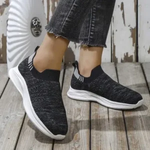 Nastyafashion Women Fashion Round Toe Slip-On Flat Non-Slip Lightweight Sneakers