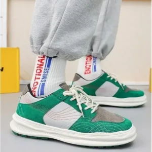 Nastyafashion Men'S Retro Color-Block Thick-Soled Pu Sneakers