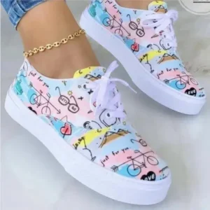 Nastyafashion Graffiti Print Platform Canvas Shoes