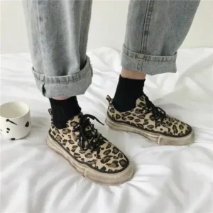 Nastyafashion Women Fashion Leopard Printing Flat Sneakers