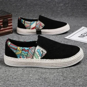 Nastyafashion Men Fashion Color Matching Breathable Canvas Flats Shoes