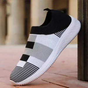 Nastyafashion Women Casual Knit Design Breathable Mesh Color Blocking Flat Sneakers