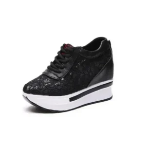 Nastyafashion Women Sexy Lace Design Lace-Up Breathable Wedge Platform Sneakers