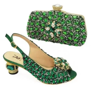 Nastyafashion Fashion Rhinestone Design Party Women High Heel Peep Toe Sandals And Clutch Evening Bag Set