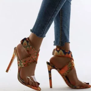 Nastyafashion Women Fashion Plus Size Floral Point Toe High Heel Sandals