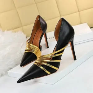 Nastyafashion Women Fashion Sexy Pointed Toe Hollow Design Stiletto Shoes