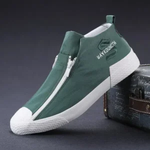 Nastyafashion Men'S Casual Embroidery Zipper High Top Canvas Shoes