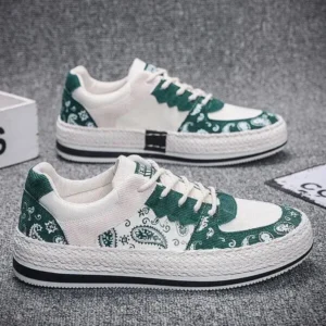 Nastyafashion Men Fashion Cashew Flower Printed Canvas Sneakers