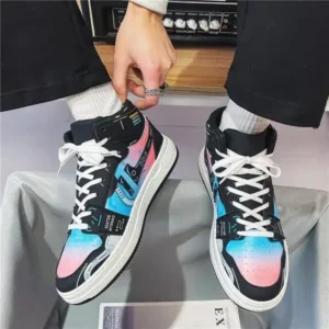 Nastyafashion Men'S Fashion Color Matching Breathable High Top Sneakers