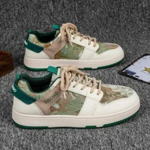 Nastyafashion Men'S Casual Retro Secret Forest Oil Painting Pattern Sneakers