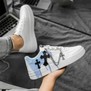 Nastyafashion Men'S Fashion Cross Pattern Breathable Sneakers