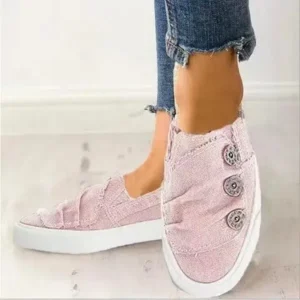 Nastyafashion Women Fashion Plus Size Solid Denim Canvas Flat Sneakers