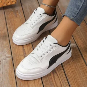 Nastyafashion Women Fashion Plus Size Thick-Soled Round Toe Flat Sneakers