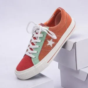 Nastyafashion Women Fashion Stitching Canvas Star Round Toe Sneakers