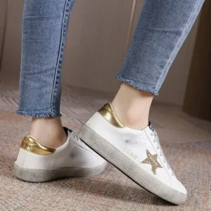 Nastyafashion Women Fashion Casual Plus Size Star Round Toe Sneakers