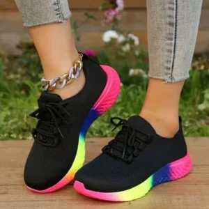 Nastyafashion Women Fashion Casual Mesh Breathable Rainbow Sneakers