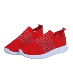 Nastyafashion Fashion Casual Solid Color Striped Fly-Woven Mesh Breathable Flat Sneakers