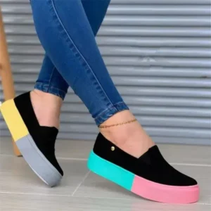 Nastyafashion Women Fashion Casual Color Block Thick-Soled Elastic Loafers