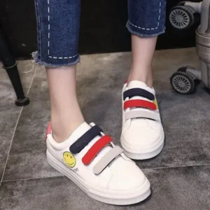 Nastyafashion Women Fashion Casual Velcro Smiley Face Round Thick-Soled Sneakers