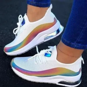 Nastyafashion Women Fashion Casual Rainbow Color Blocking Sneakers