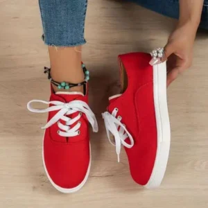 Nastyafashion Women Fashion Casual Solid Color Lace-Up Canvas Shoes