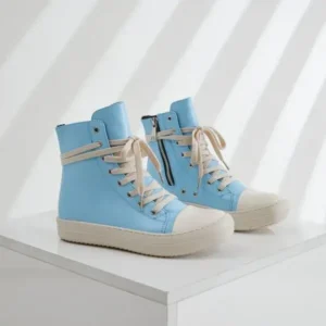 Nastyafashion Women Fashion Blue Faux Leather High Top Shoes