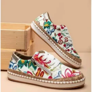 Nastyafashion Women Fashion Color Matching Ethnic Style Printed Sneakers