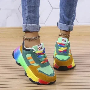 Nastyafashion Women Fashion Platform Color Block Platform Sneakers