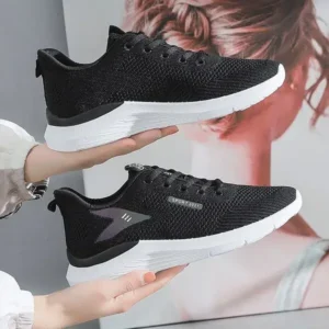 Nastyafashion Women Fashion Flyknit Mesh Lace-Up Sneakers