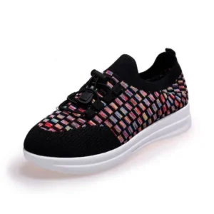 Nastyafashion Women Fashion Low-Top Lace-Up Platform Color-Block Fly-Knit Sneakers